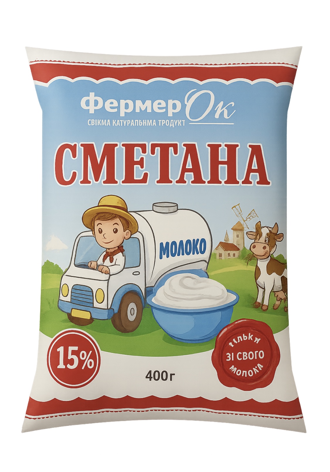 Сметана 15% жиру 400 г ТМ ФермерОк